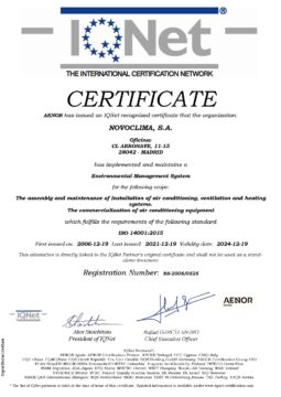 CERTIFICADO IQNET ISO 14001:2015 – GESTIÓN AMBIENTAL