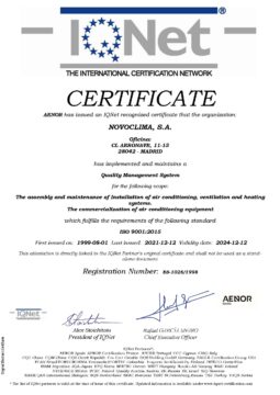 CERTIFICADO IQNET ISO 9001:2015 – GESTIÓN DE LA CALIDAD
